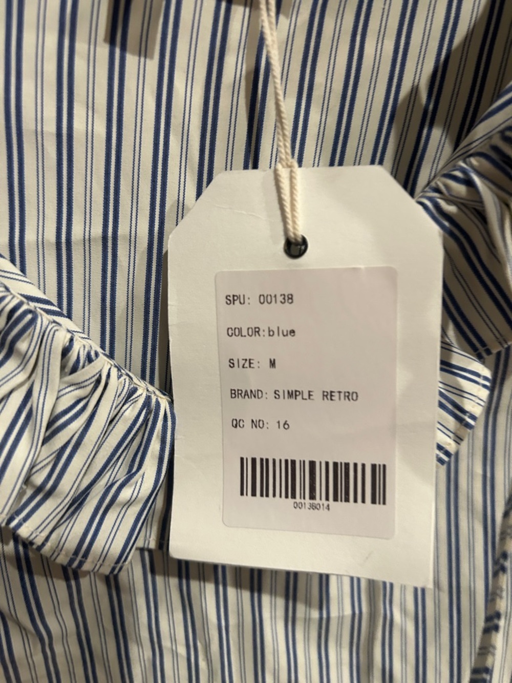 Simple Rite Blue & White Striped Ruffle Neck Blouse - Picture 2 of 7